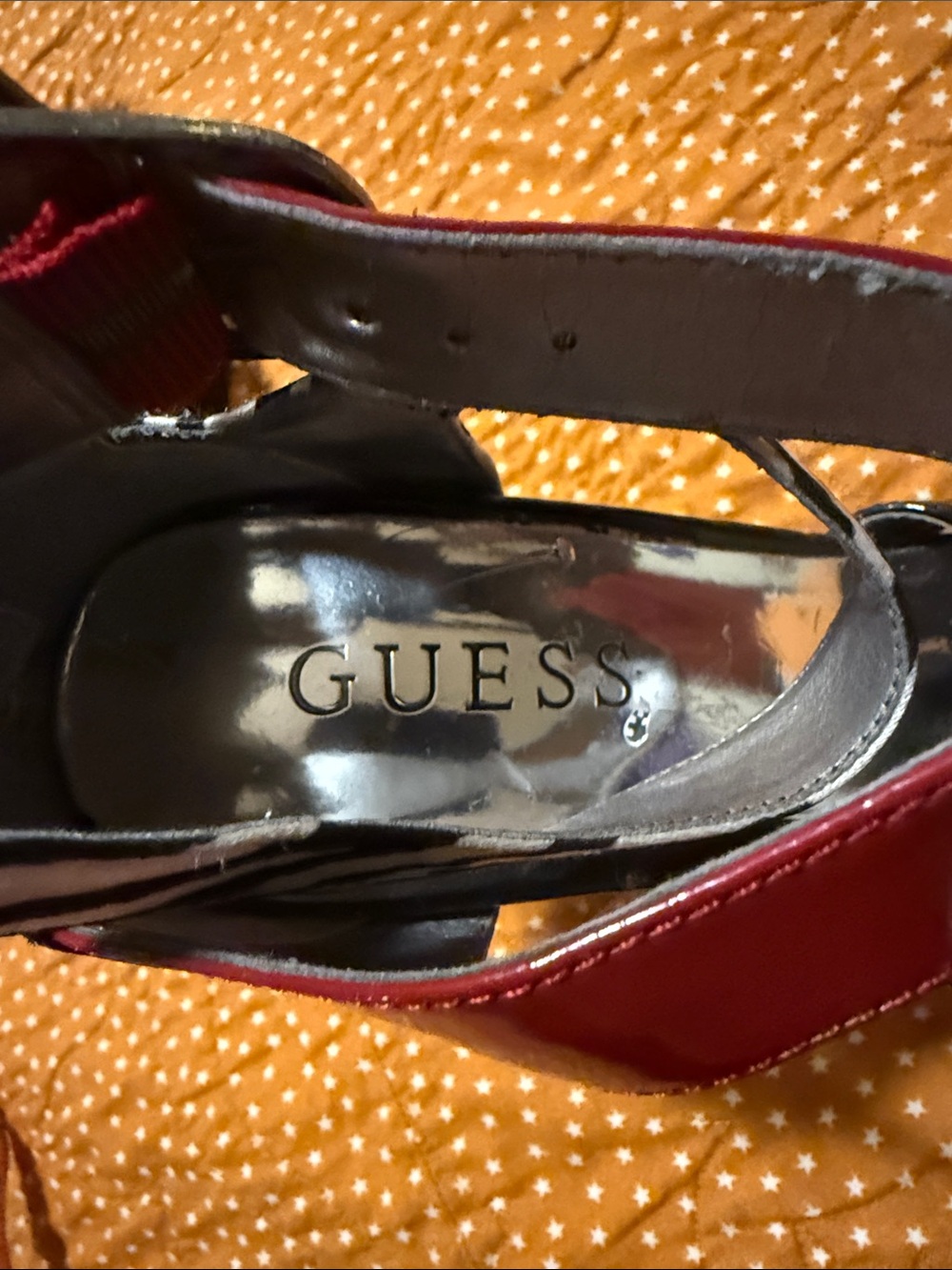 Guess Red Patent and Zebra Print Platform High Heel Sandals - Picture 2 of 7